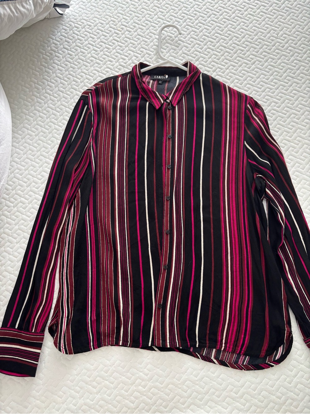 Carol Paris Black & Fuchsia Striped Button-Up Shirt
